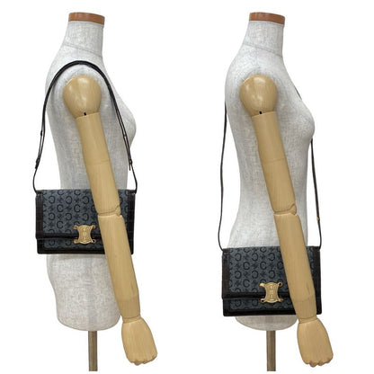 Celine Vintage C Macadam Logo Hardware Wool Leather