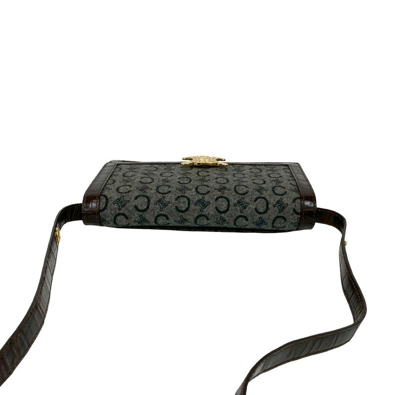 Celine Vintage C Macadam Logo Hardware Wool Leather