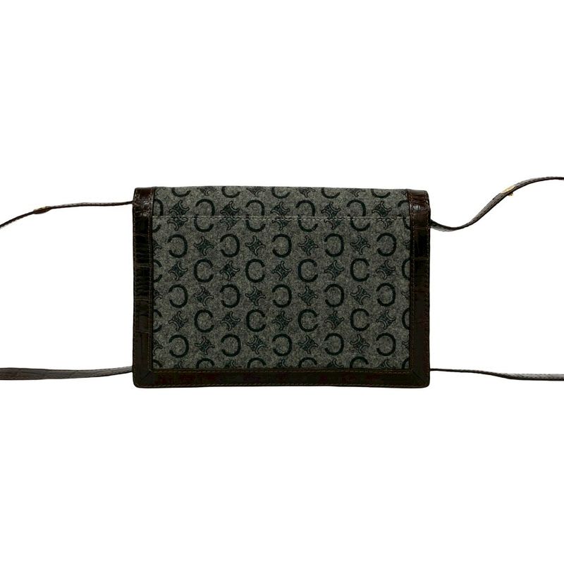 Celine Vintage C Macadam Logo Hardware Wool Leather