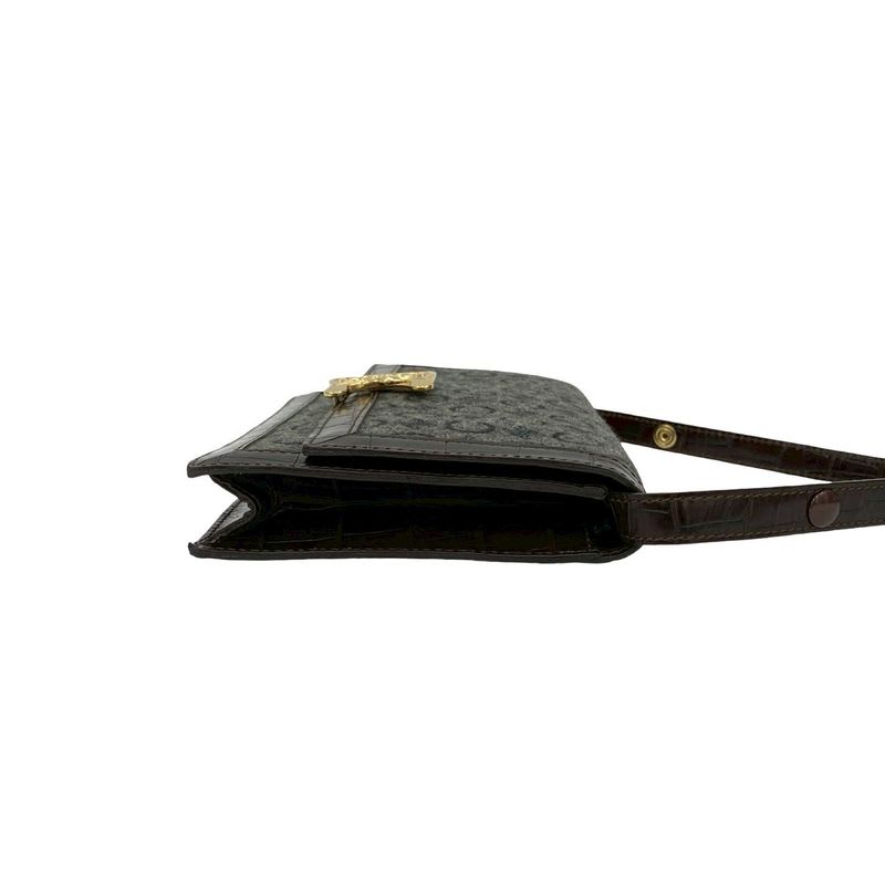 Celine Vintage C Macadam Logo Hardware Wool Leather