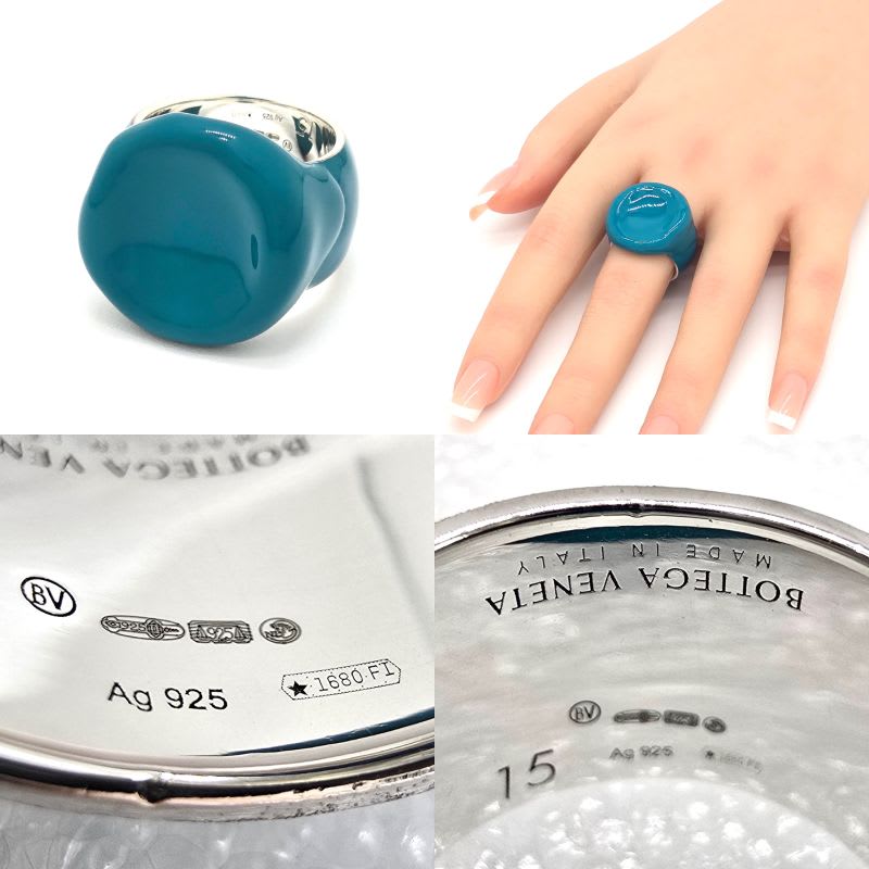 Bottega Veneta Enamel Paint Silver Signet Ring 15 Approx Blaster Star