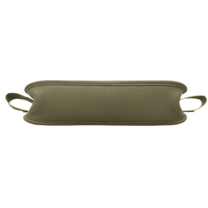 Hermes Shoulder Bag Evelyn 1PM Taurillon Clemence Olive Green Silver Hardware
