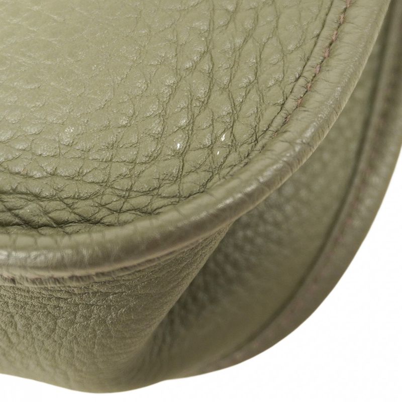 Hermes Shoulder Bag Evelyn 1PM Taurillon Clemence Olive Green Silver Hardware