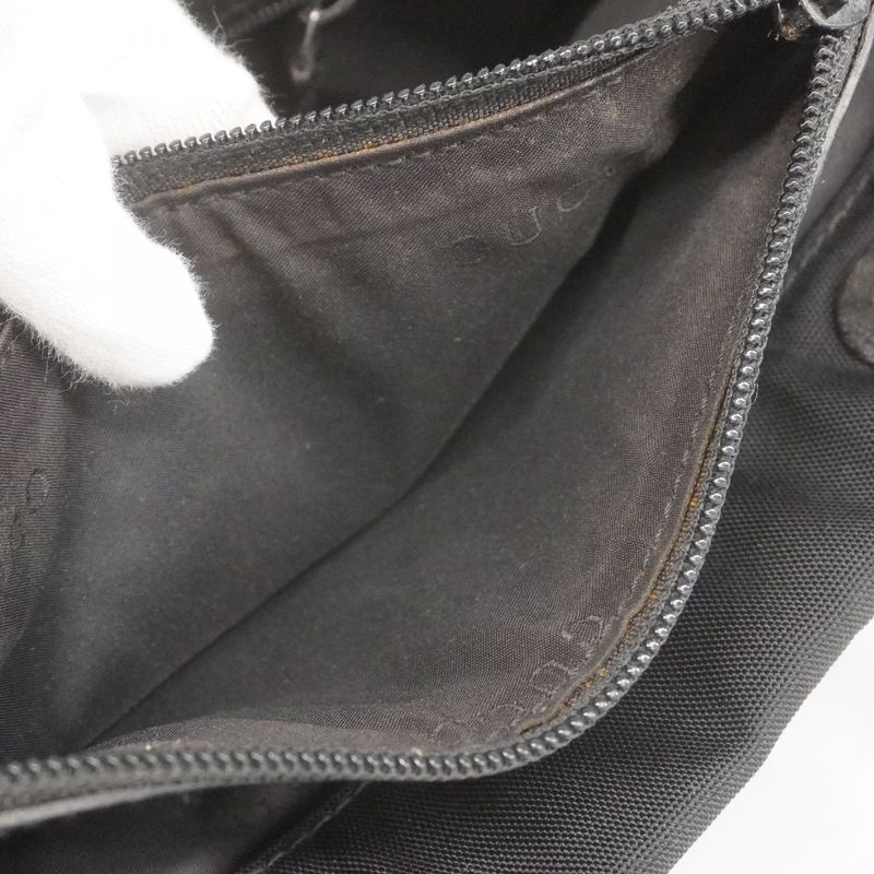 Gucci Handbag Bamboo 002 1016 Nylon Black Silver Hardware Women's