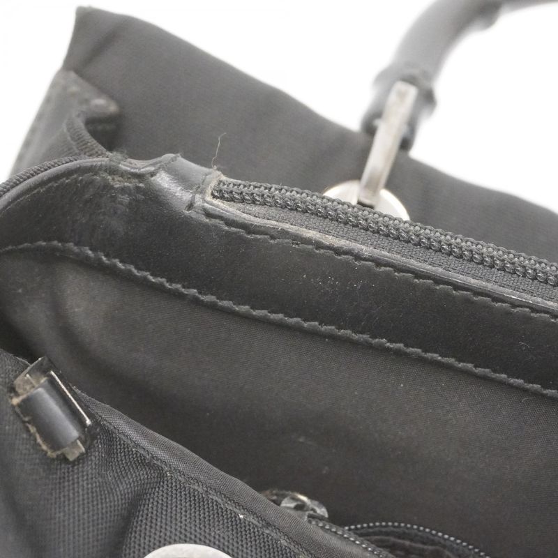 Gucci Handbag Bamboo 002 1016 Nylon Black Silver Hardware Women's