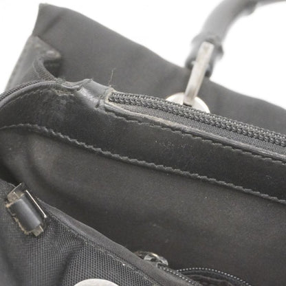 Gucci Handbag Bamboo 002 1016 Nylon Black Silver Hardware Women's