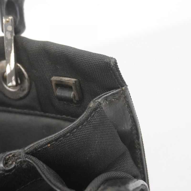 Gucci Handbag Bamboo 002 1016 Nylon Black Silver Hardware Women's