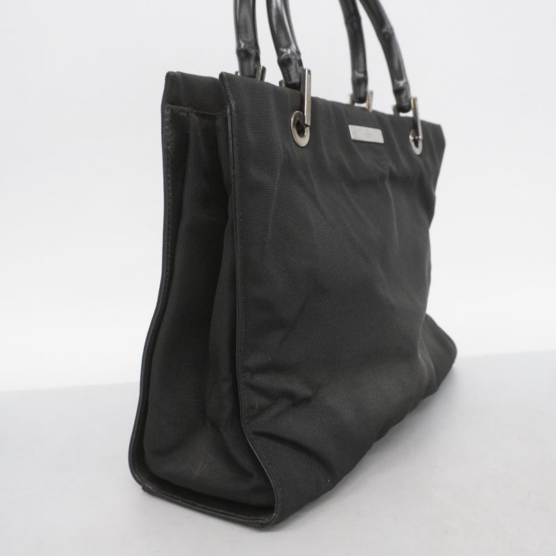 Gucci Handbag Bamboo 002 1016 Nylon Black Silver Hardware Women's
