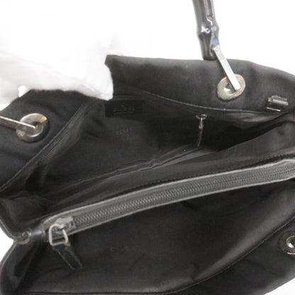 Gucci Handbag Bamboo 002 1016 Nylon Black Silver Hardware Women's
