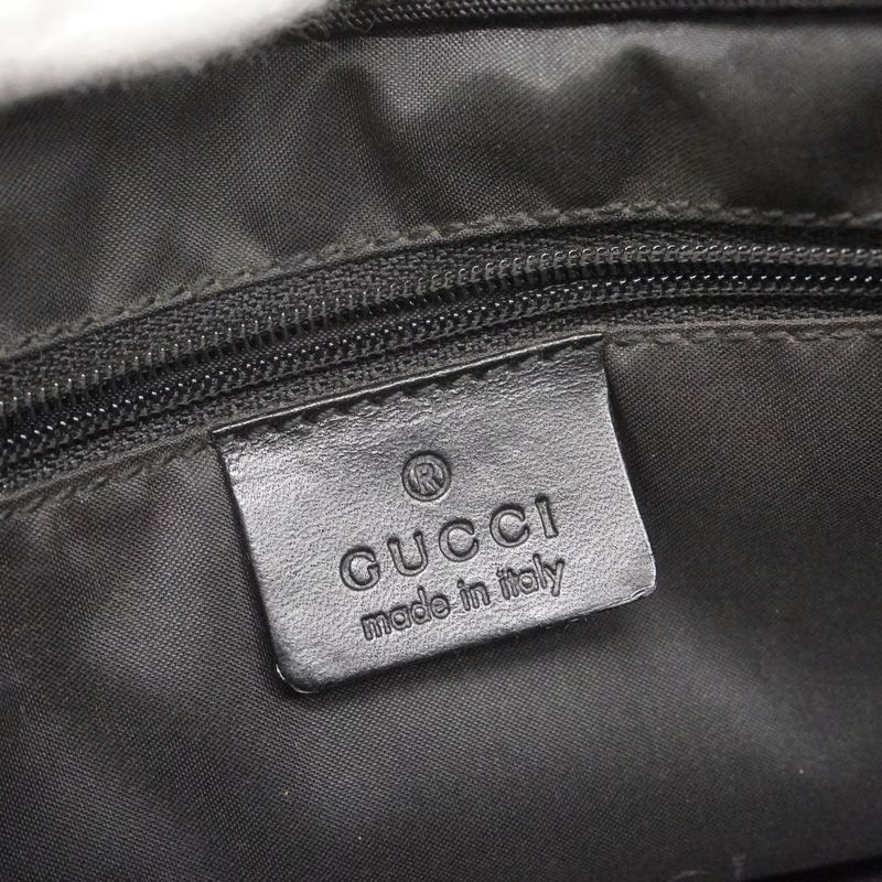 Gucci Handbag Bamboo 002 1016 Nylon Black Silver Hardware Women's