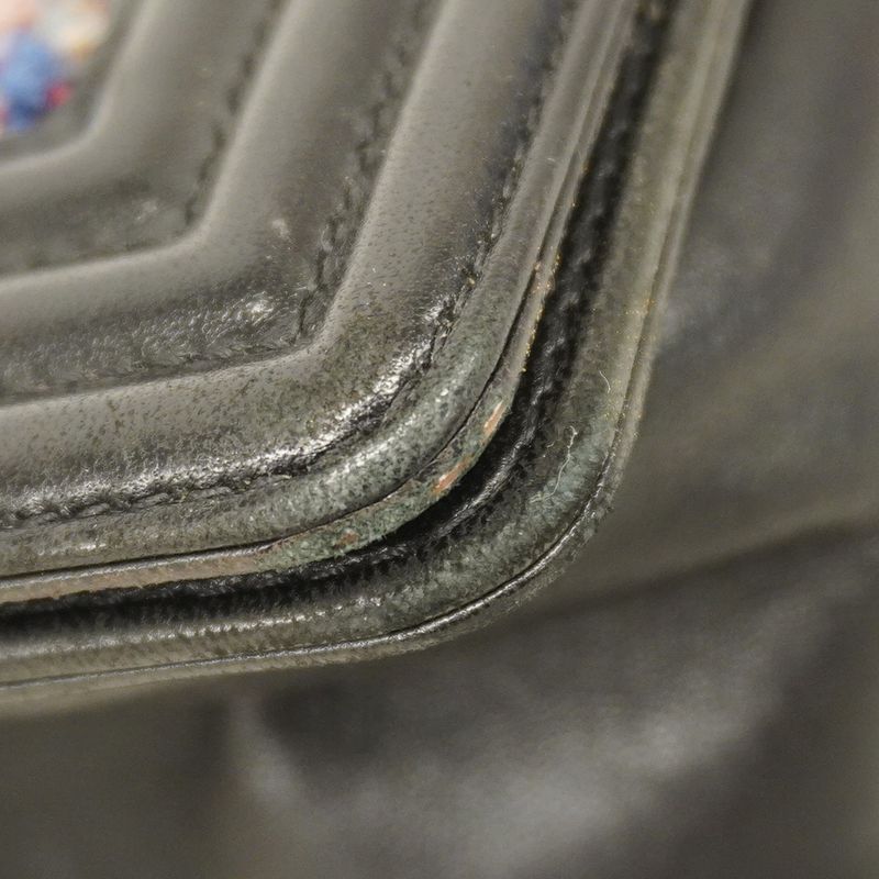 Chanel Shoulder Bag Boy Chanel Leather Wool Multicolor Black Silver Hardware