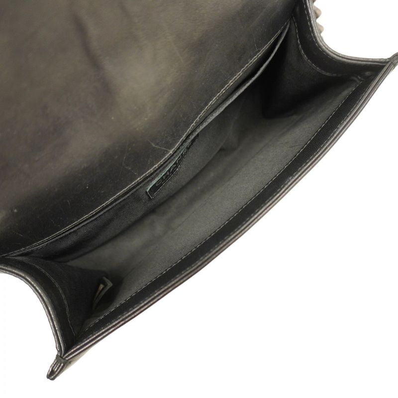 Chanel Shoulder Bag Boy Chanel Leather Wool Multicolor Black Silver Hardware