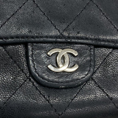 Chanel Card Case Matelasse Lambskin Black Silver Hardware Men Women Unisex
