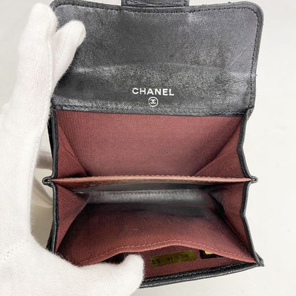 Chanel Card Case Matelasse Lambskin Black Silver Hardware Men Women Unisex