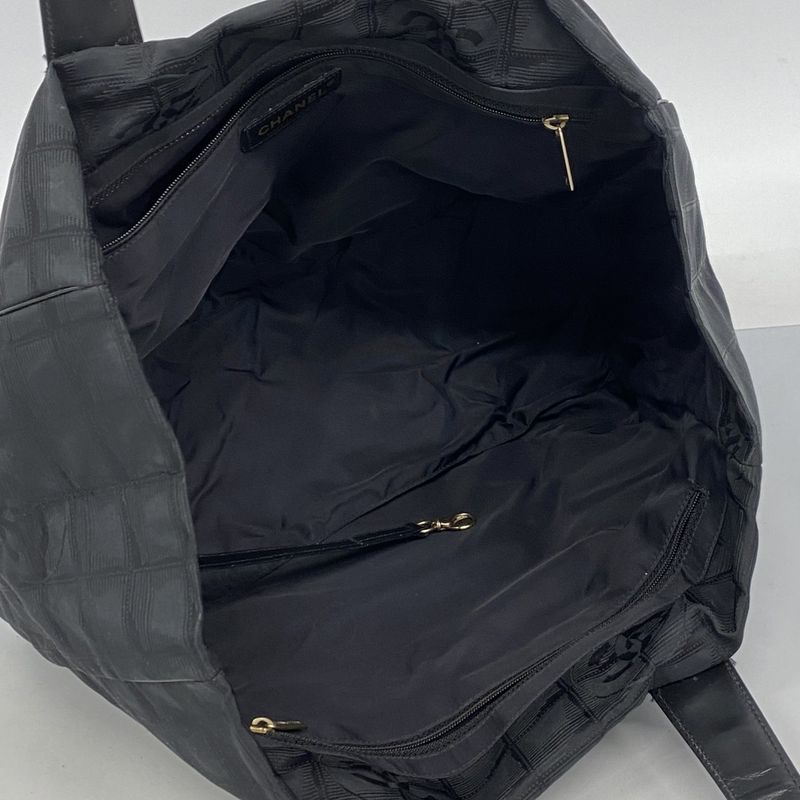 Chanel Tote Bag New Travel Nylon Black Gold Hardware Women's