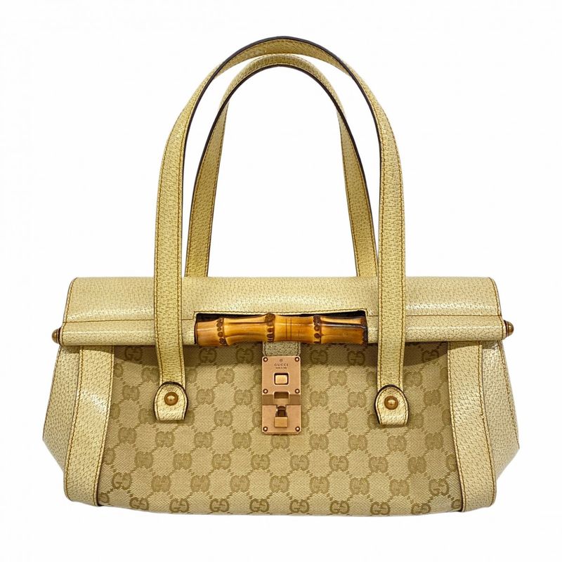 Gucci Handbag GG Canvas Bamboo 111713 Canvas Beige Ladies