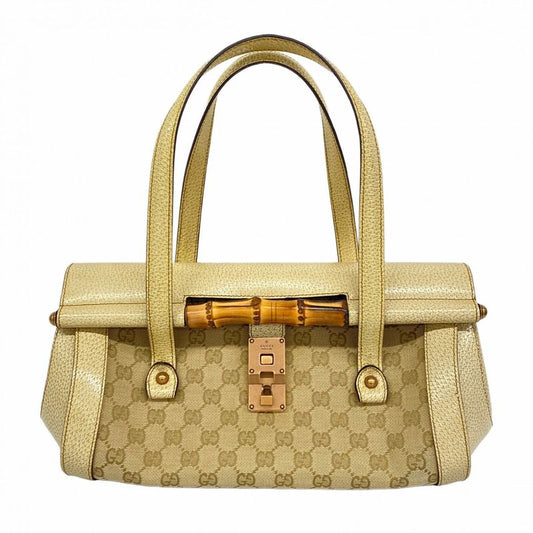 Gucci Handbag GG Canvas Bamboo 111713 Canvas Beige Ladies
