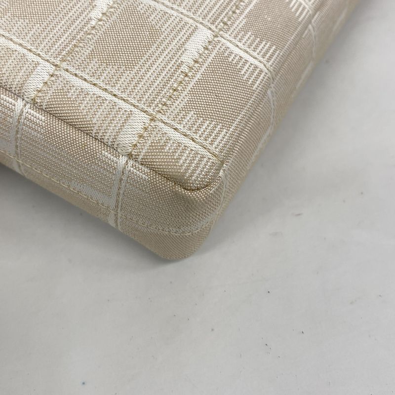 Chanel Shoulder Bag New Travel Nylon Beige Silver Hardware Women's