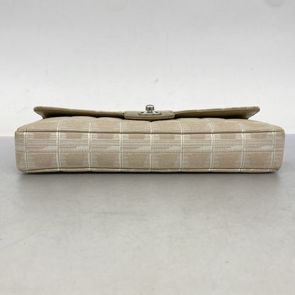 Chanel Shoulder Bag New Travel Nylon Beige Silver Hardware Women's