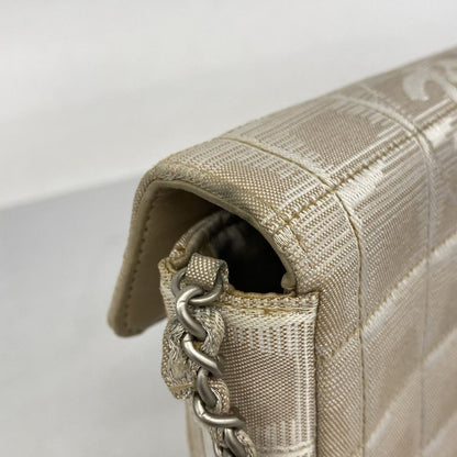 Chanel Shoulder Bag New Travel Nylon Beige Silver Hardware Women's