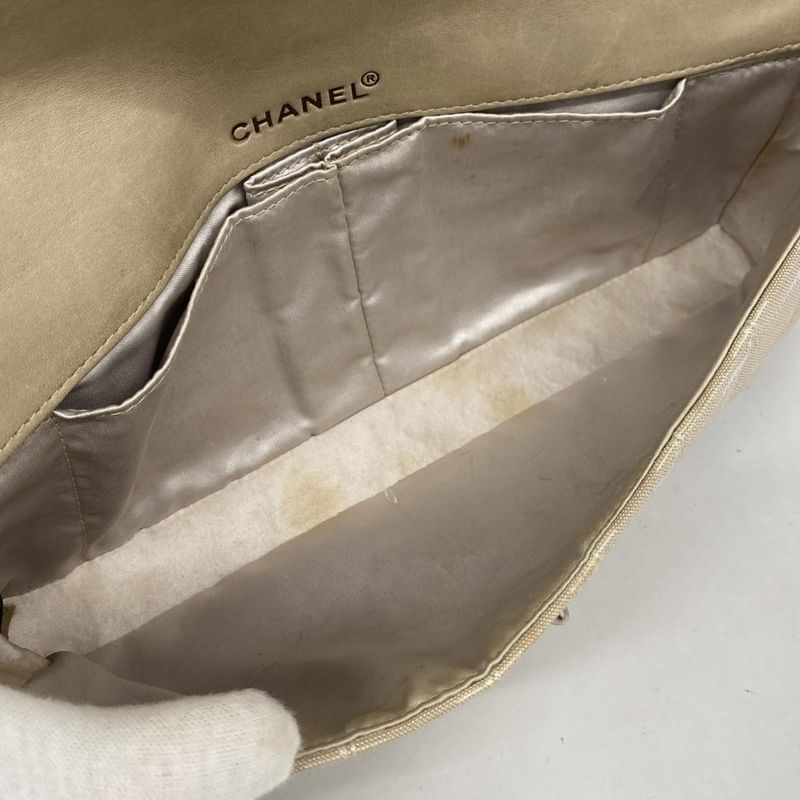 Chanel Shoulder Bag New Travel Nylon Beige Silver Hardware Women's