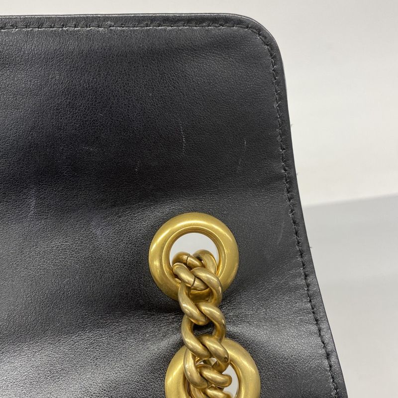 Gucci Shoulder Bag Ggmarmont 443497 Leather Black Gold Hardware Women's
