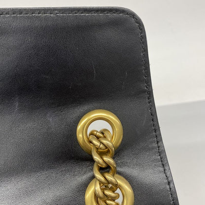 Gucci Shoulder Bag Ggmarmont 443497 Leather Black Gold Hardware Women's