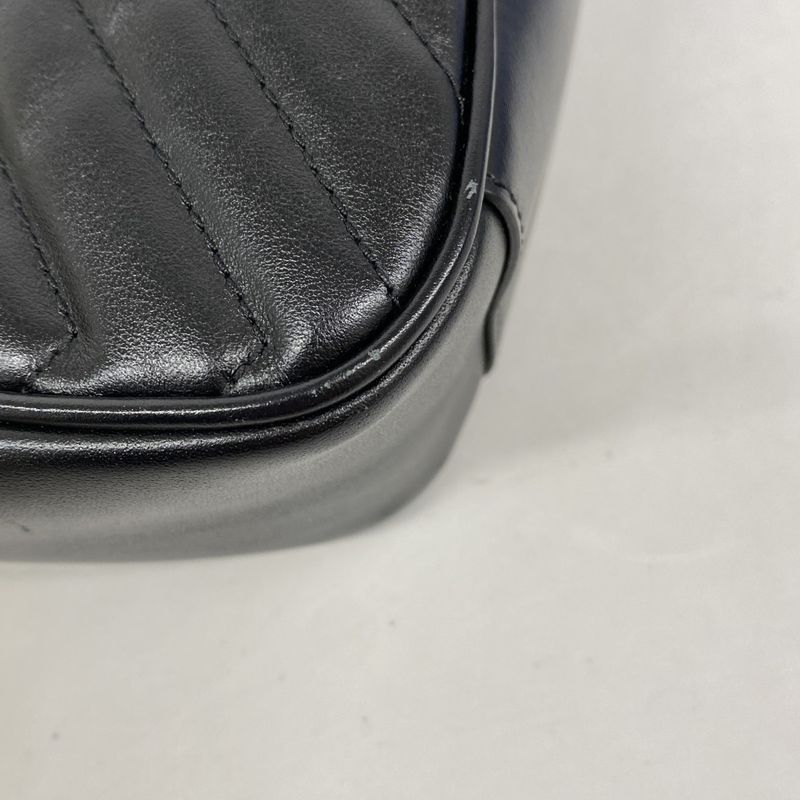 Gucci Shoulder Bag Ggmarmont 443497 Leather Black Gold Hardware Women's