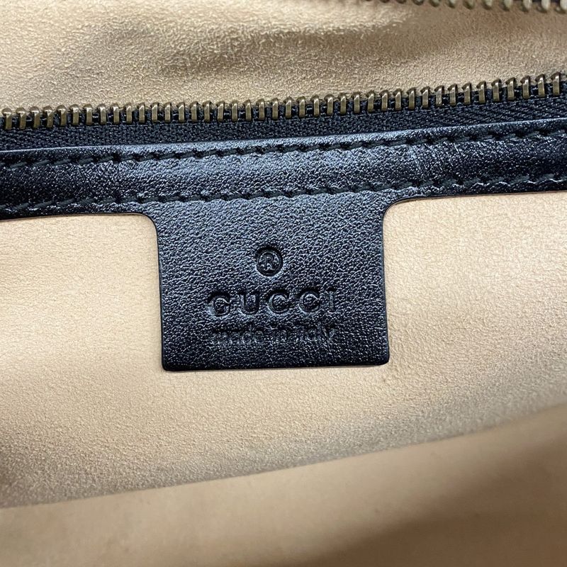 Gucci Shoulder Bag Ggmarmont 443497 Leather Black Gold Hardware Women's