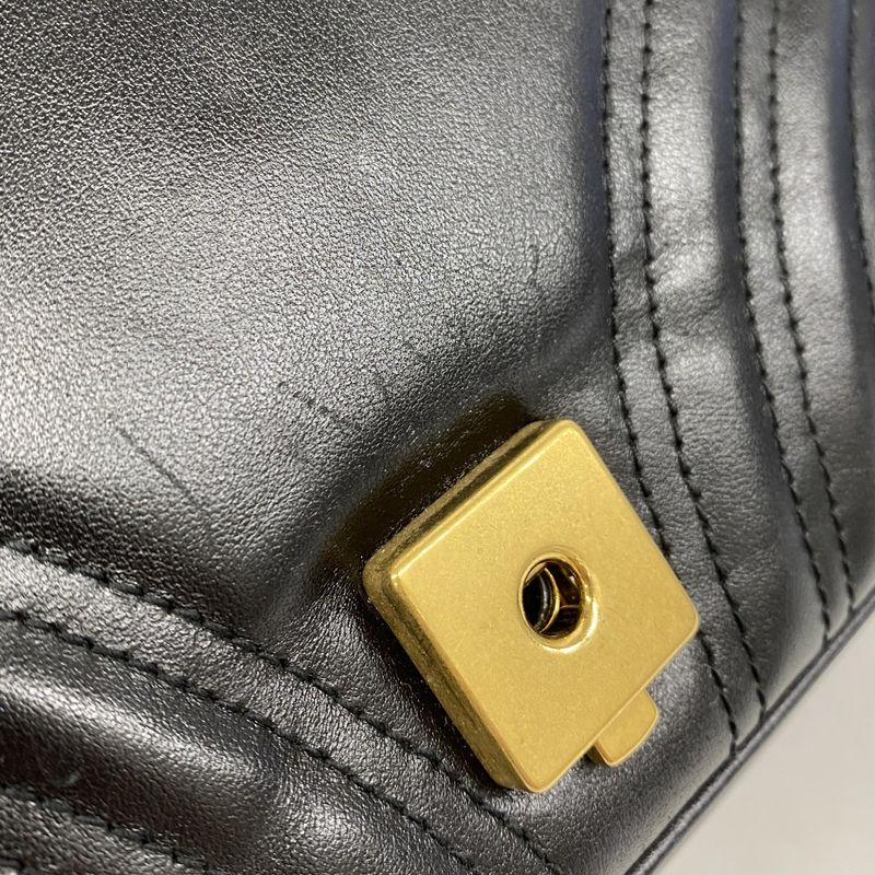 Gucci Shoulder Bag Ggmarmont 443497 Leather Black Gold Hardware Women's