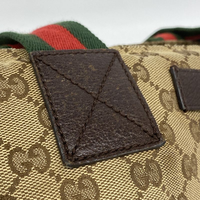 Gucci Tote Bag GG Canvas Sherry Line 131230 Canvas Brown Silver Hardware Women's