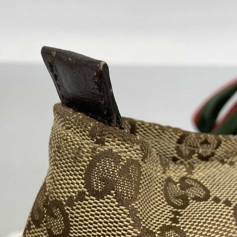 Gucci Tote Bag GG Canvas Sherry Line 131230 Canvas Brown Silver Hardware Women's