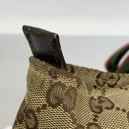 Gucci Tote Bag GG Canvas Sherry Line 131230 Canvas Brown Silver Hardware Women's