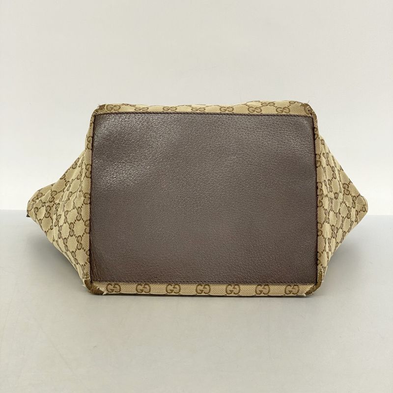 Gucci Tote Bag GG Canvas Sherry Line 131230 Canvas Brown Silver Hardware Women's