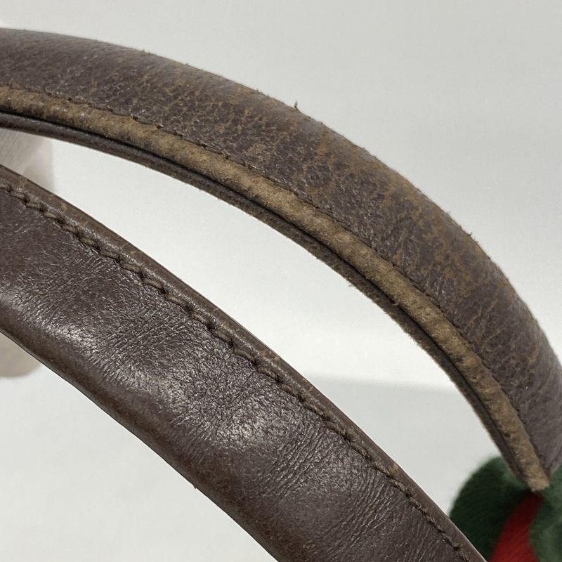 Gucci Tote Bag GG Canvas Sherry Line 131230 Canvas Brown Silver Hardware Women's