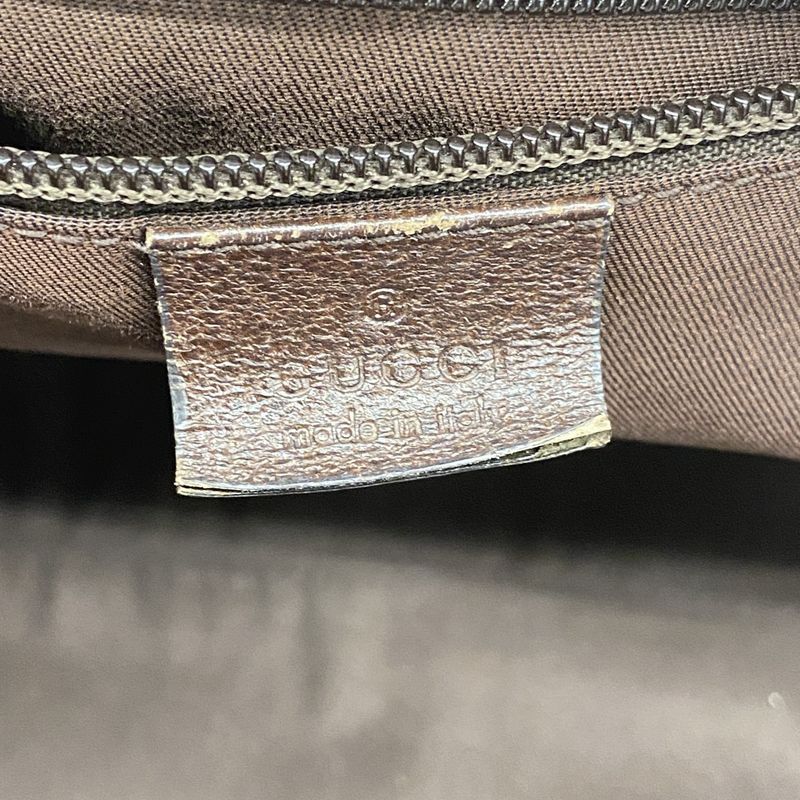 Gucci Tote Bag GG Canvas Sherry Line 131230 Canvas Brown Silver Hardware Women's