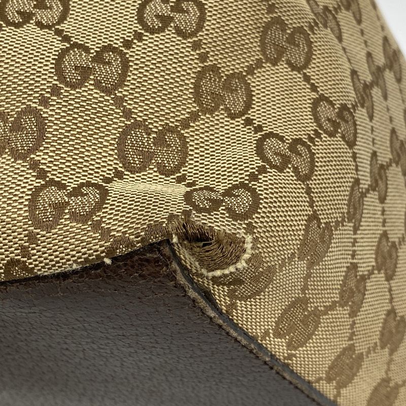 Gucci Tote Bag GG Canvas Sherry Line 131230 Canvas Brown Silver Hardware Women's