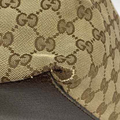 Gucci Tote Bag GG Canvas Sherry Line 131230 Canvas Brown Silver Hardware Women's