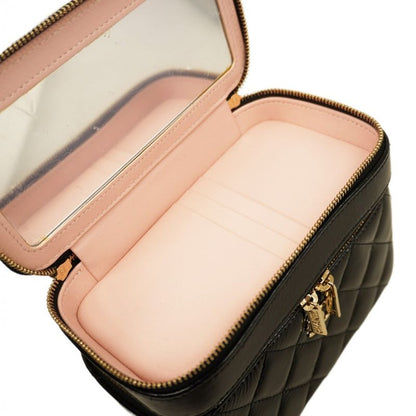 Chanel Vanity Bag Matelasse Shiny Lambskin Black Chien Pan Gold Hardware Women's