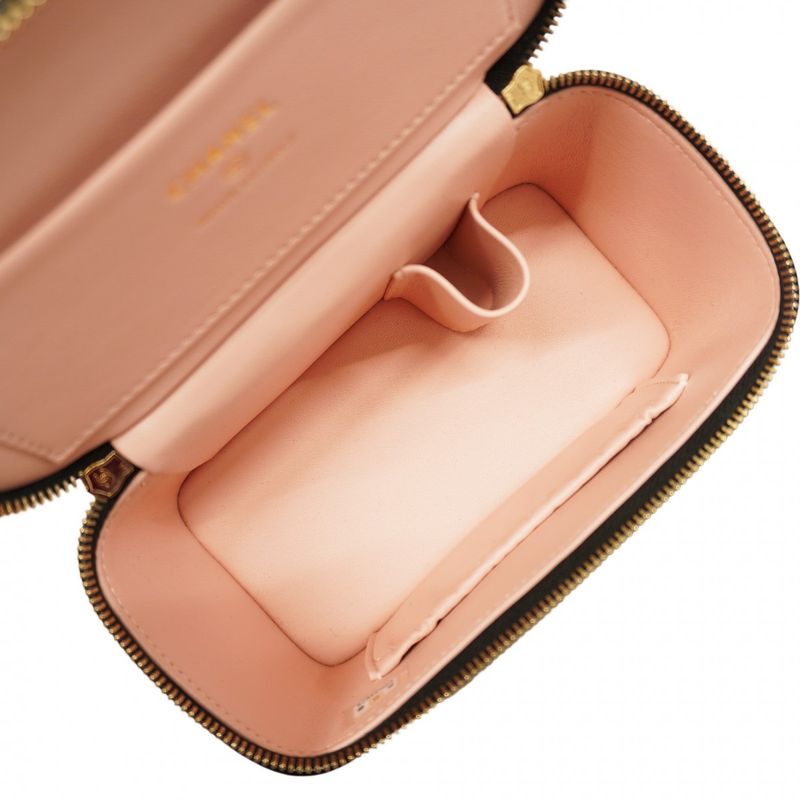 Chanel Vanity Bag Matelasse Shiny Lambskin Black Chien Pan Gold Hardware Women's