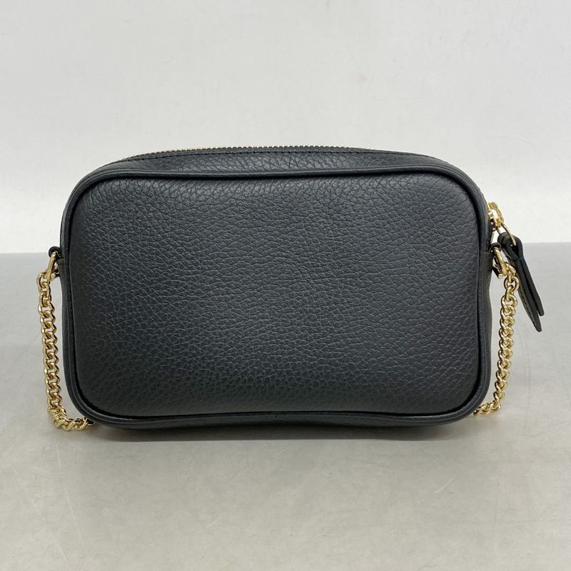 Gucci Shoulder Bag Ggmarmont 772759 Leather Black Gold Hardware Women's