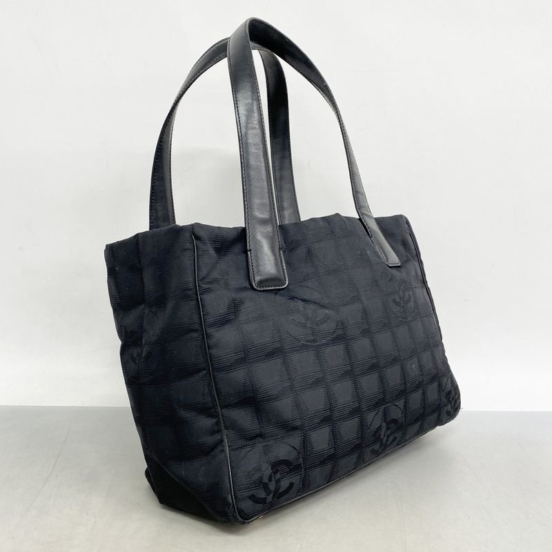 Chanel Tote Bag New Travel Nylon Black Gold Hardware Women's