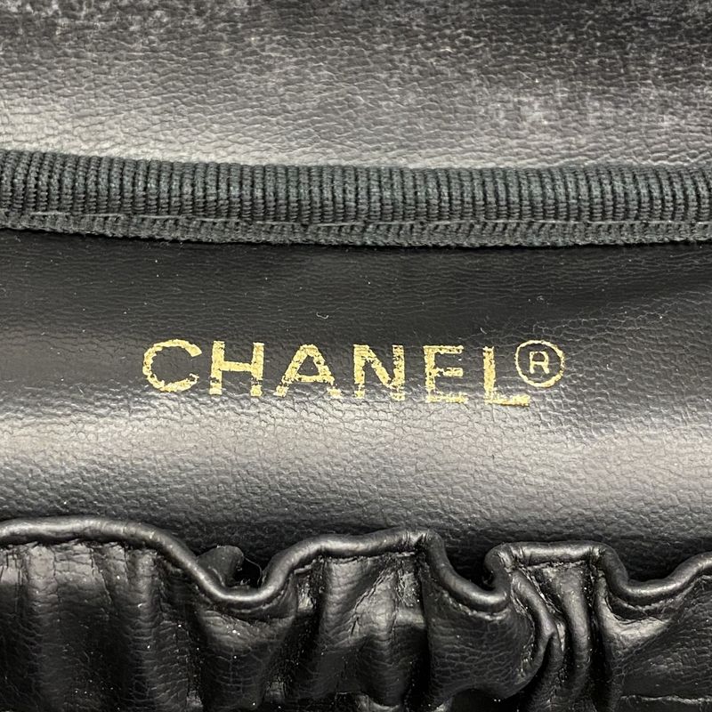 Chanel Vanity Bag Bicolore Leather Black Gold Hardware Women's