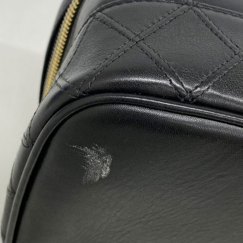 Chanel Vanity Bag Bicolore Leather Black Gold Hardware Women's