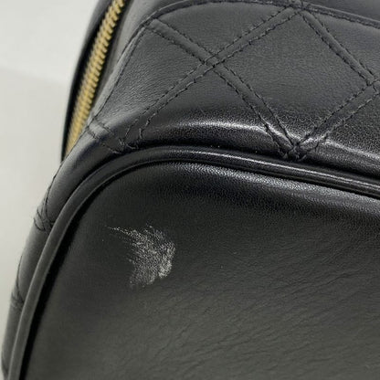 Chanel Vanity Bag Bicolore Leather Black Gold Hardware Women's