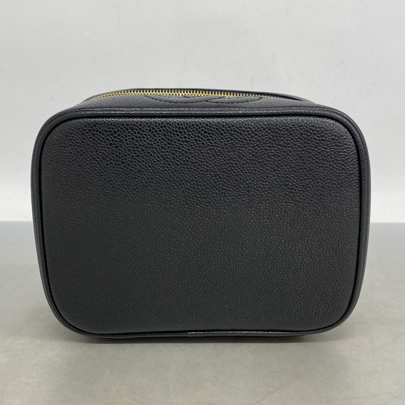Chanel Vanity Bag Caviar Skin Black Gold Hardware Women's
