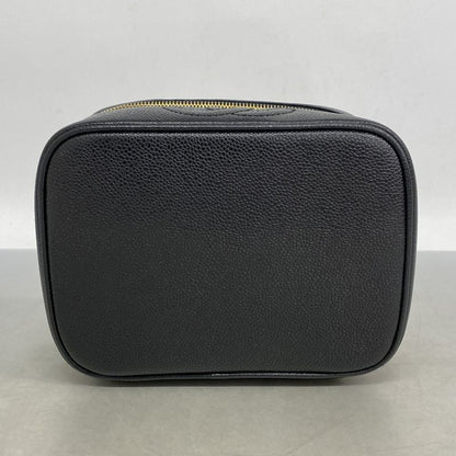 Chanel Vanity Bag Caviar Skin Black Gold Hardware Women's