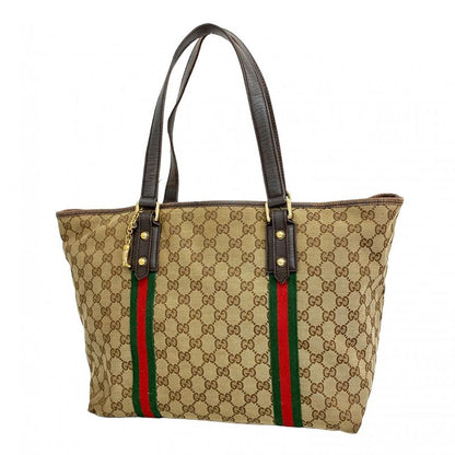 Gucci Tote Bag GG Canvas Sherry Line 139260 Canvas Beige Gold Hardware Women's
