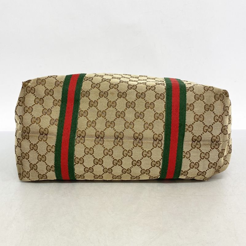 Gucci Tote Bag GG Canvas Sherry Line 139260 Canvas Beige Gold Hardware Women's