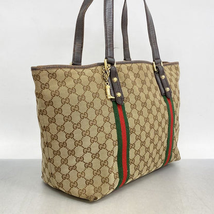 Gucci Tote Bag GG Canvas Sherry Line 139260 Canvas Beige Gold Hardware Women's